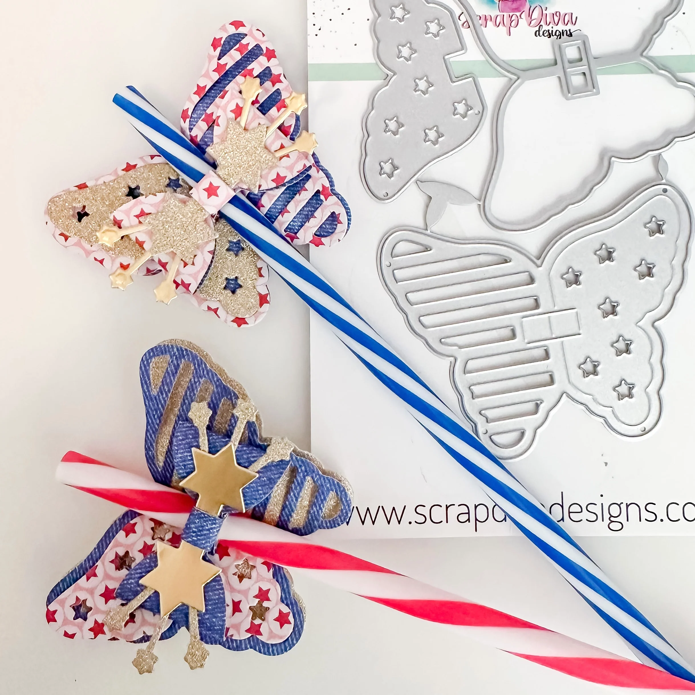 American Flag Butterfly Straw Topper - Image 13
