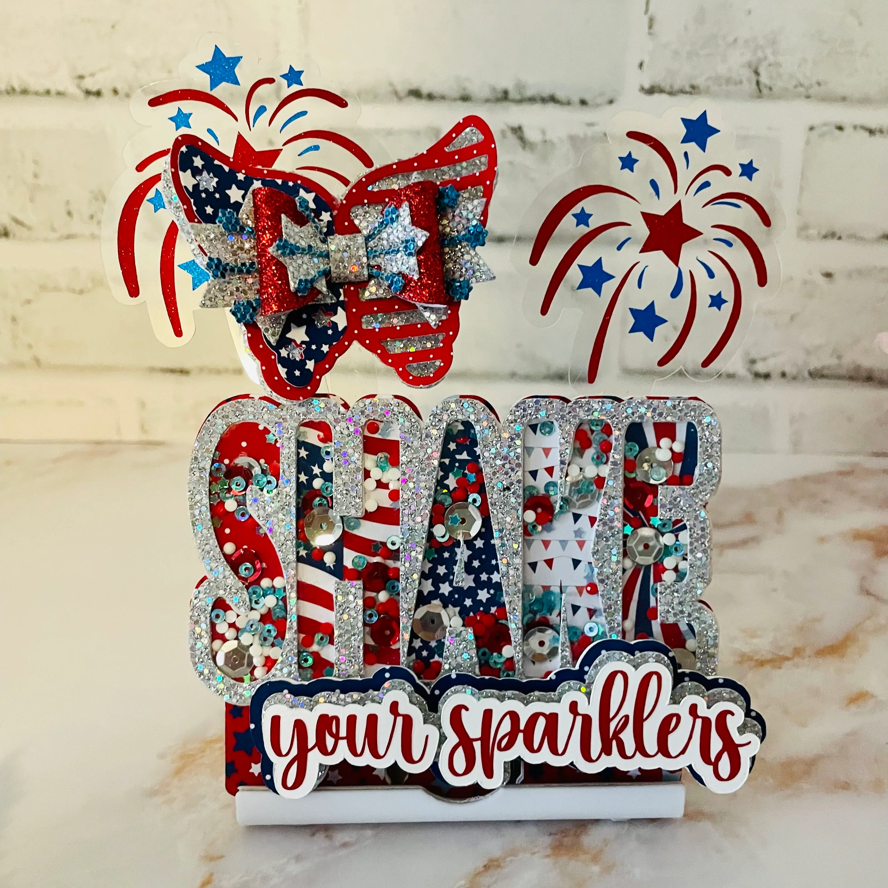 American Flag Butterfly Straw Topper - Image 3